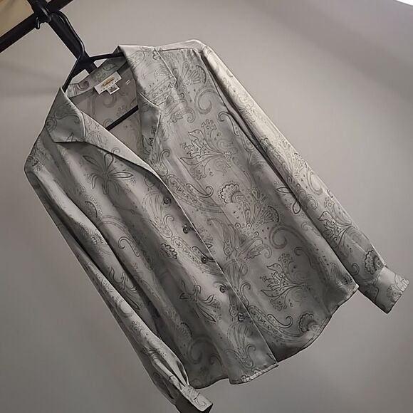 Talbot's sz 8 petite 100% polyester botanical print blouse - Picture 1 of 8